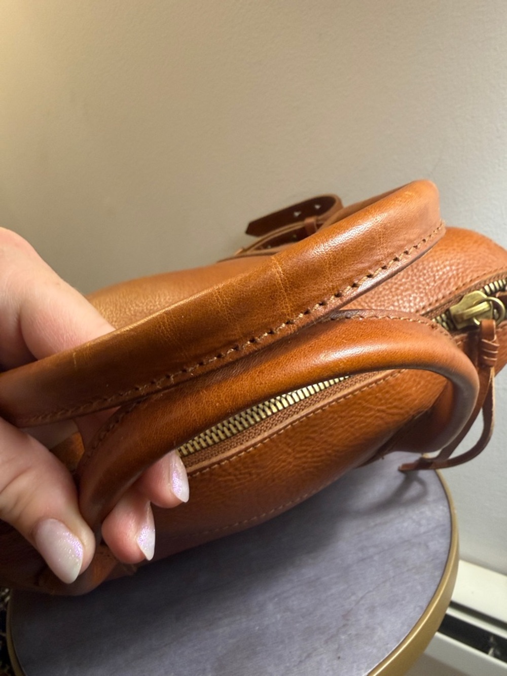 Madewell The Prague satchel crossbody in a cognac brown leather. - Picture 8 of 16
